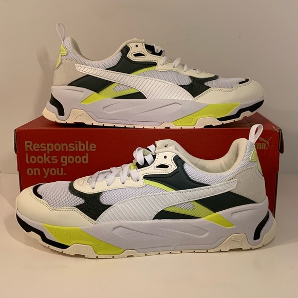 👟 [BRAND NEW] PUMA TRINITY WHITE LIME SHEEN MENS SHOES SIZE 14 SNEAKERS 👟 - Picture 6 of 12